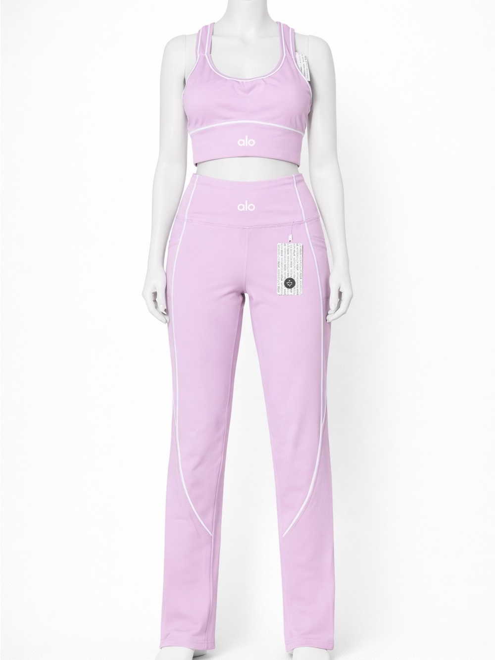 Set Lavender Track Joggers with White Piping